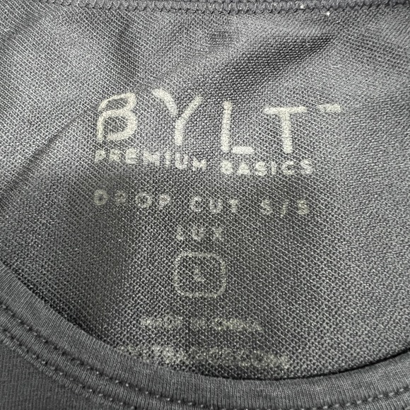 BYLT Shirt Mens Large Black Drop Cut Lux Crewneck Tee Stretch Casual Curved Hem - Picture 4 of 16